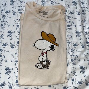 Peanuts Snoopy Rodeo Cowboy Graphic TShirt Womens Men Unisex Small Cream New NWT